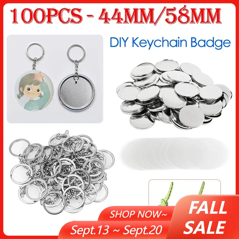 100PCS 44mm 58mm Keychains Bad - Button Badge Blank ulasan dan harga